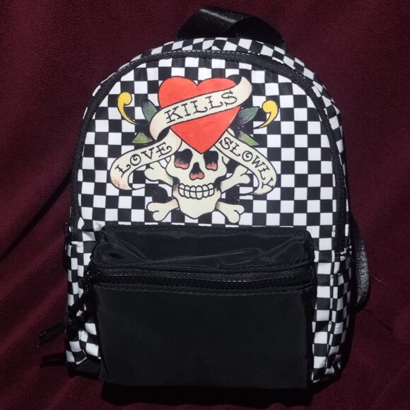 Checkered Ed hardy mini backpack - Picture 1 of 9